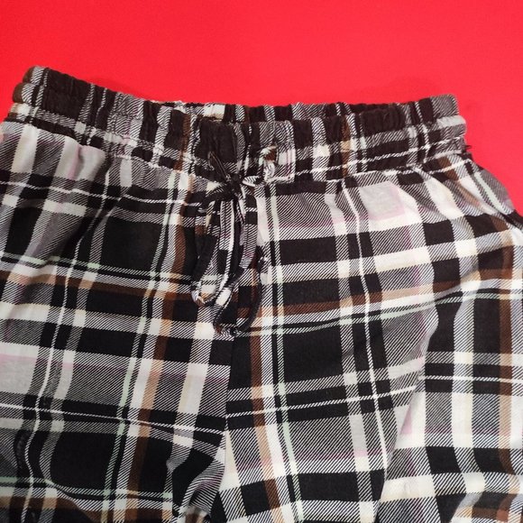 Rose + vine plaid white brown black pyjamas women's size M - Picture 3 of 4